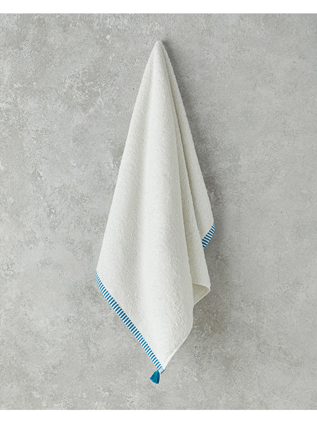 Colorful Lines Pamuklu Yüz Havlusu 50x80 cm Ekru - Mavi