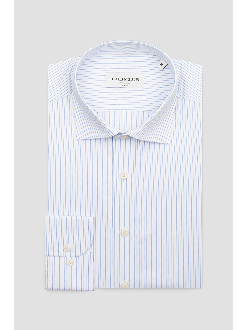 Oscar Poplin Pamuklu Slim Fit Beyaz Klasik Yaka Erkek Çizgili Gömlek