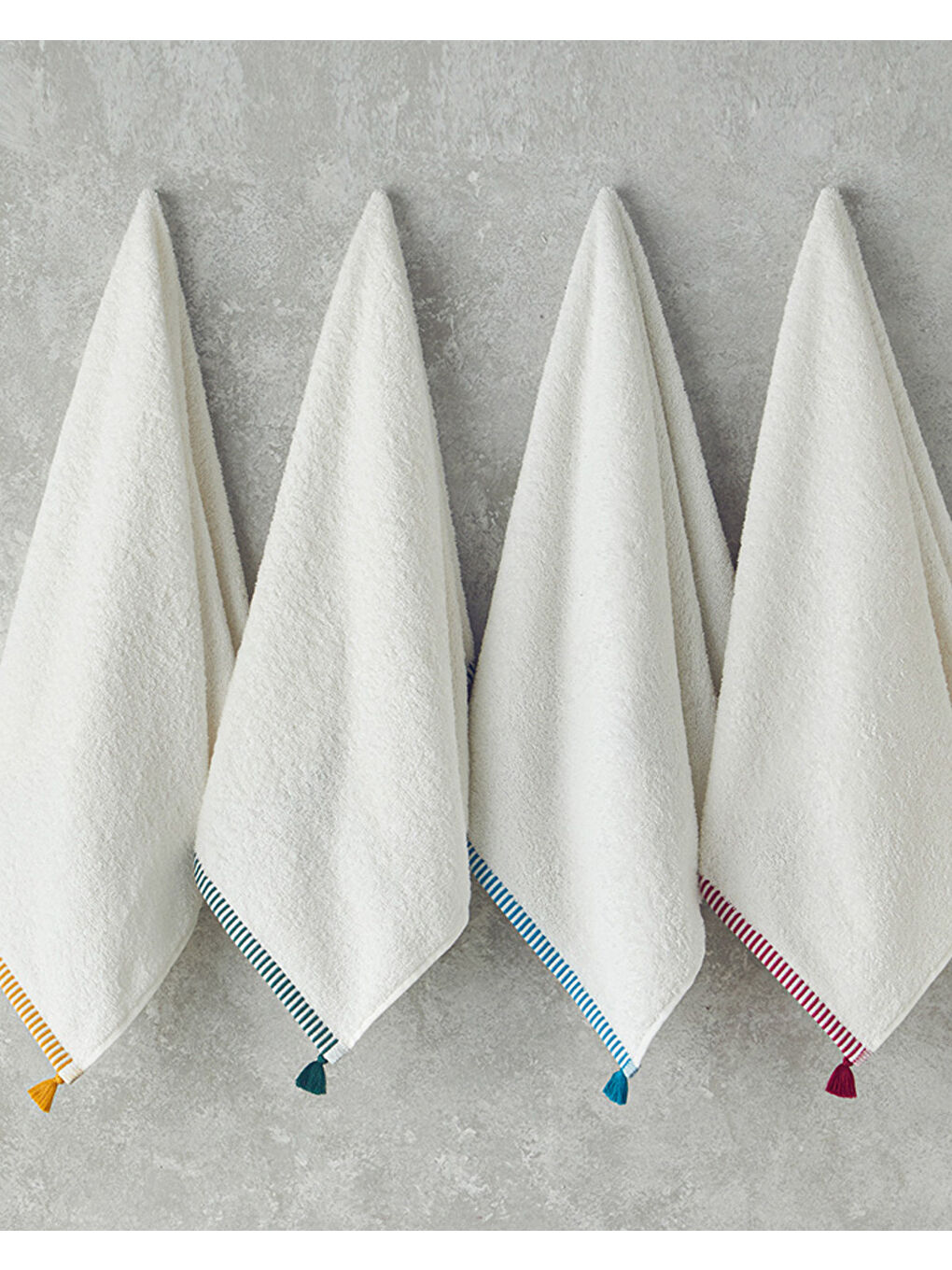 Colorful Lines Pamuklu Yüz Havlusu 50x80 cm Ekru - Mavi-3