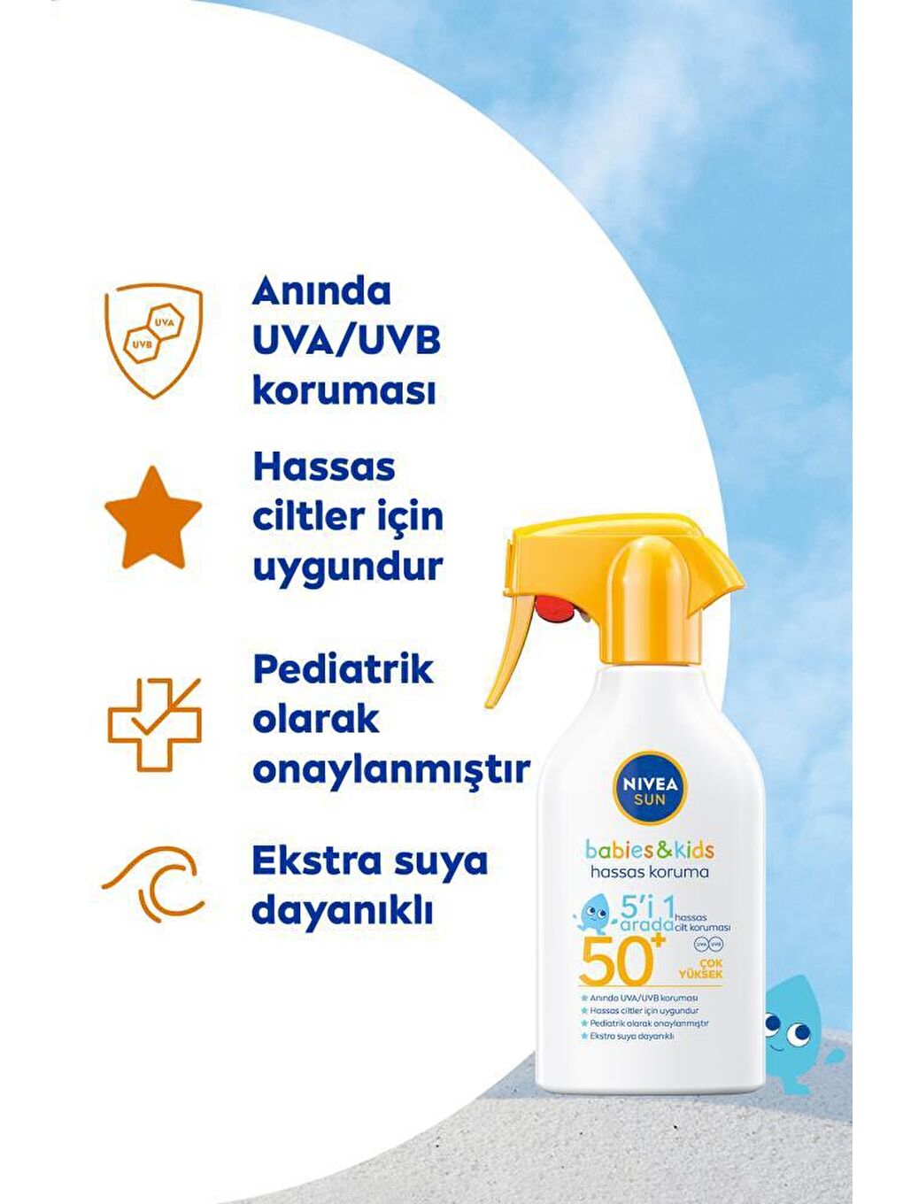 NIVEA Şeffaf Baby Bebek ve Çocuklar İçin Güneş Spreyi 270 ml SPF50 - 5