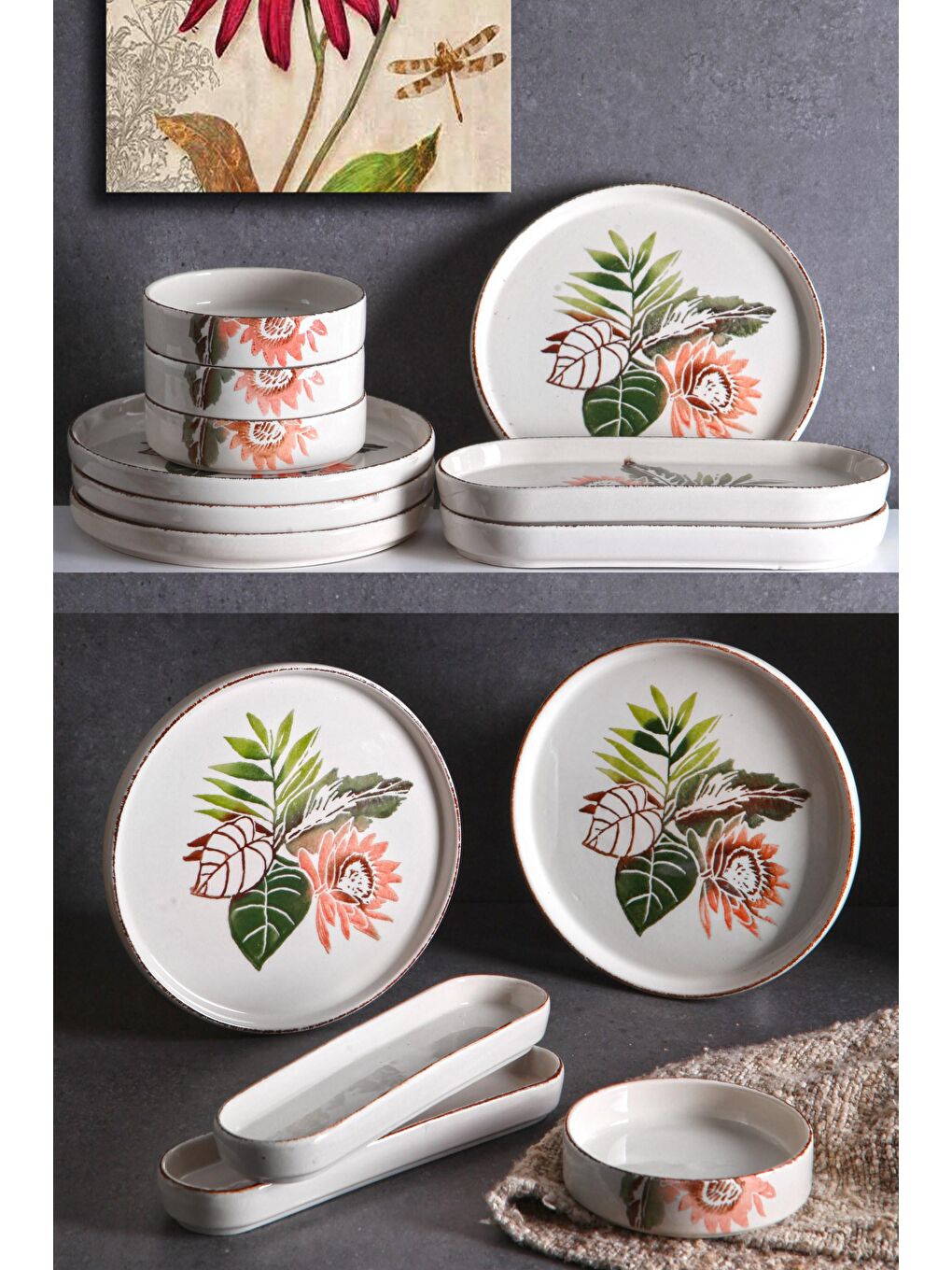 Karışık 14 Parça 6 Kişilik Handmade Amazon Kahvaltı Takımı - Lüx Kahvaltılık Sunum Seti-1