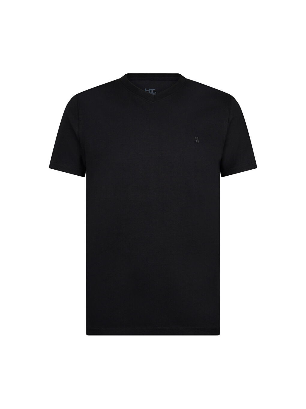 Siyah Regular Fit V Yaka Pamuklu Tişört