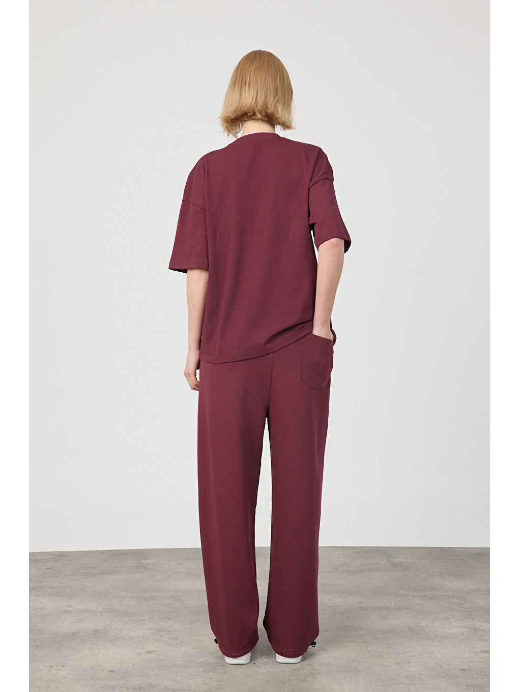 Kadın Chill Oversize Premium Bordo T-Shirt-4