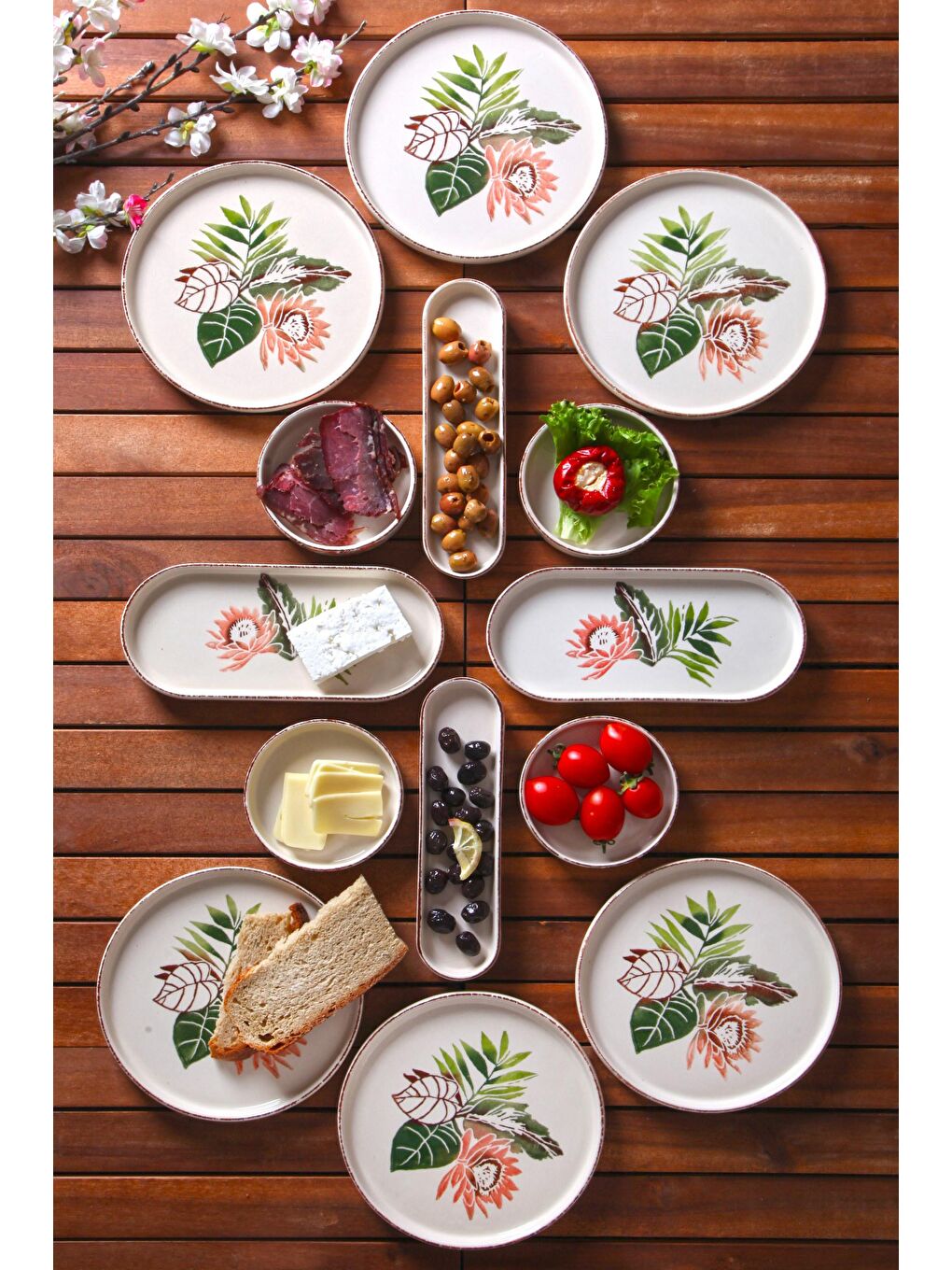 Karışık 14 Parça 6 Kişilik Handmade Amazon Kahvaltı Takımı - Lüx Kahvaltılık Sunum Seti-2