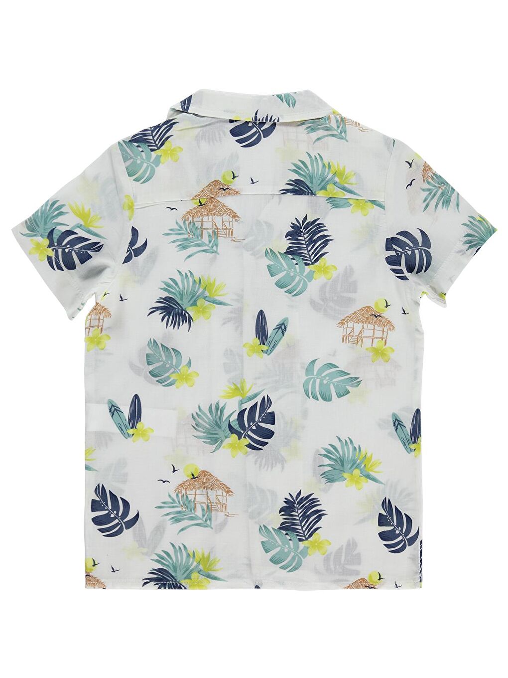 Boys Yaprak Baskılı 6-9 Yaş Gömlek - Beyaz-1