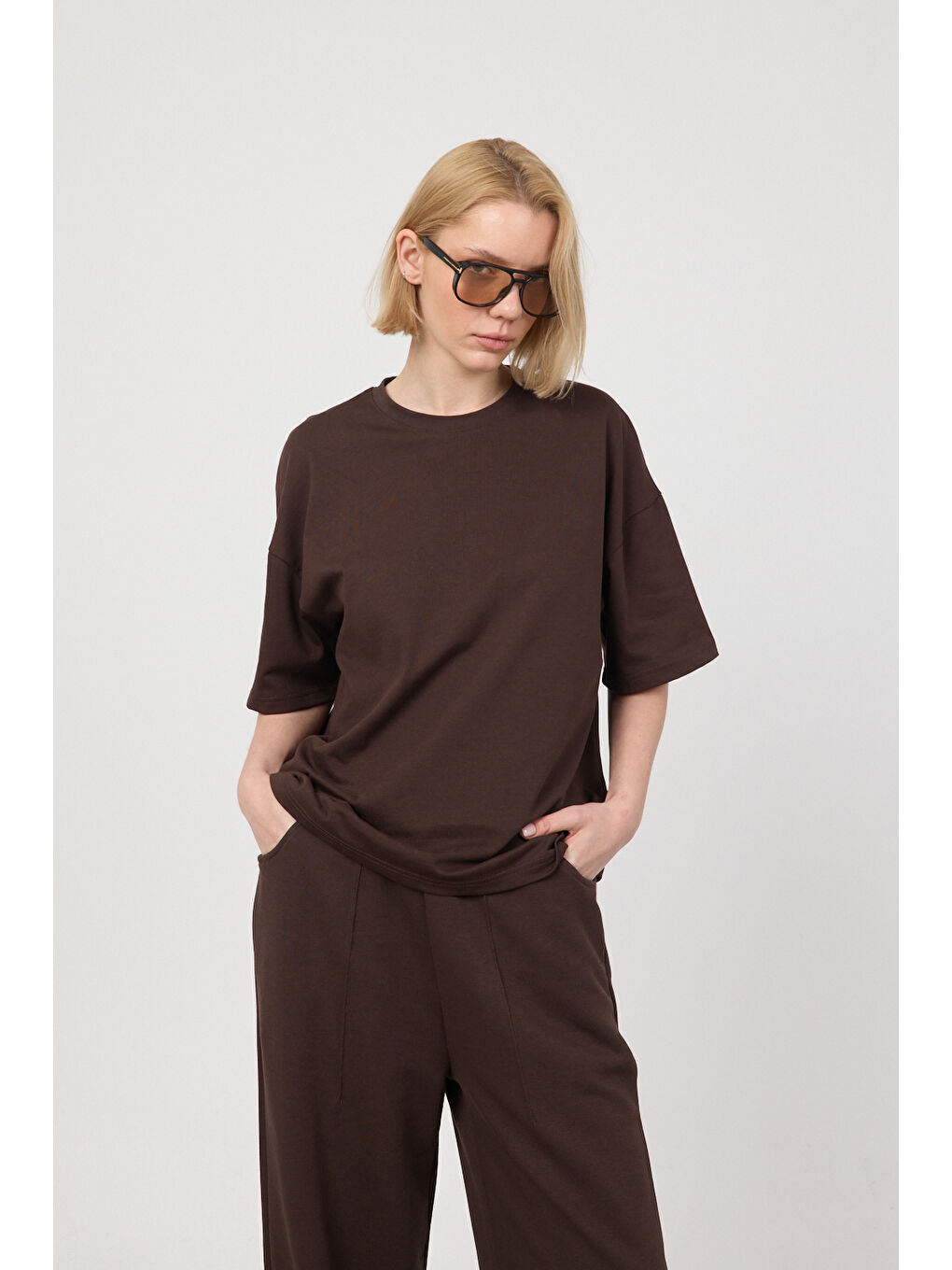 Kadın Chill Oversize Premium Kahverengi T-Shirt-1
