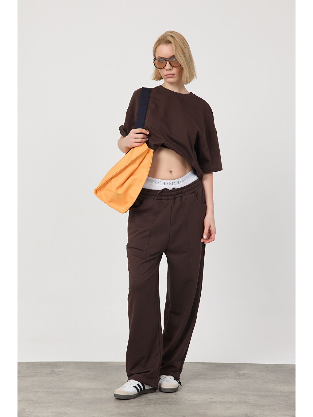 Kadın Chill Oversize Premium Kahverengi T-Shirt-2