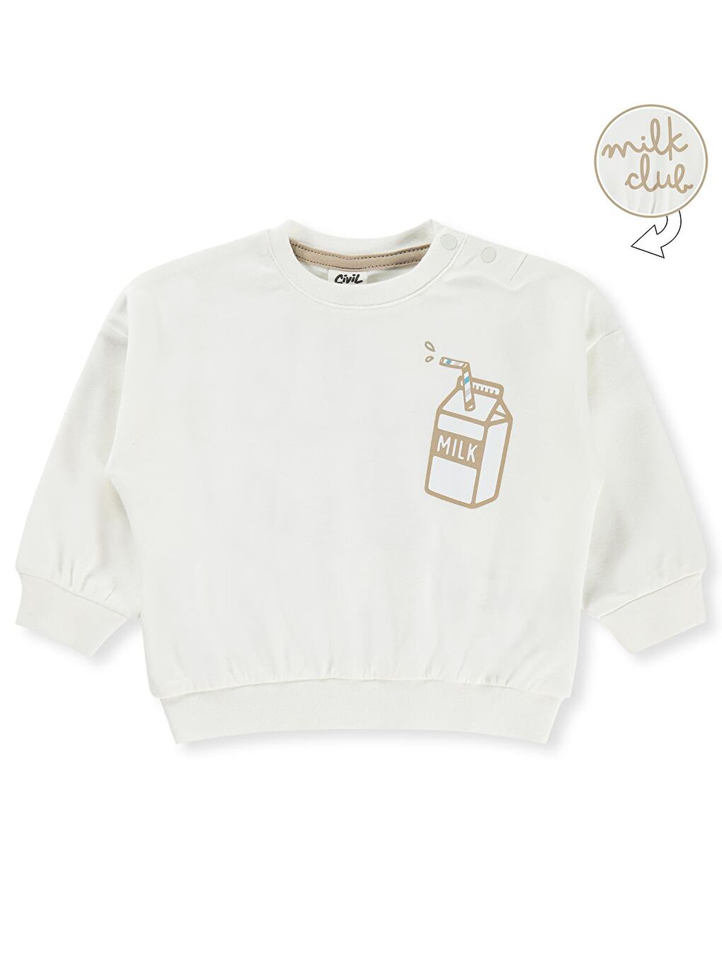 Baby Milk Club Baskılı 3-18 Ay Sweatshirt - Ekru 6-9 Ay