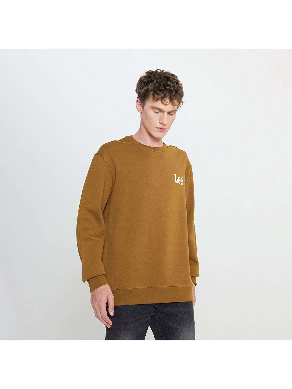 Lee Erkek Kahverengi Yuvarlak Yaka Sweatshirt