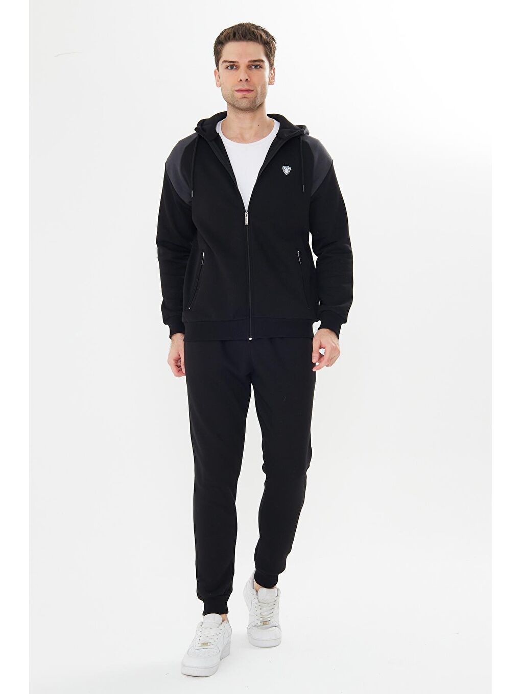 Siyah Şardonlu 3 Iplik Kışlık Eşofman Takımı 5723-S-1