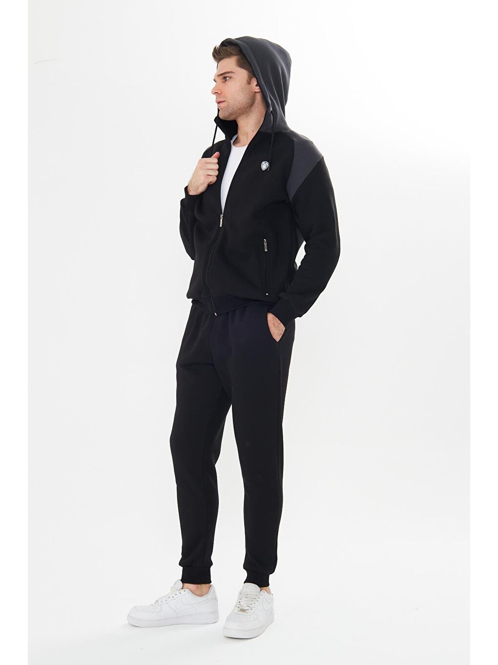 Siyah Şardonlu 3 Iplik Kışlık Eşofman Takımı 5723-S-3