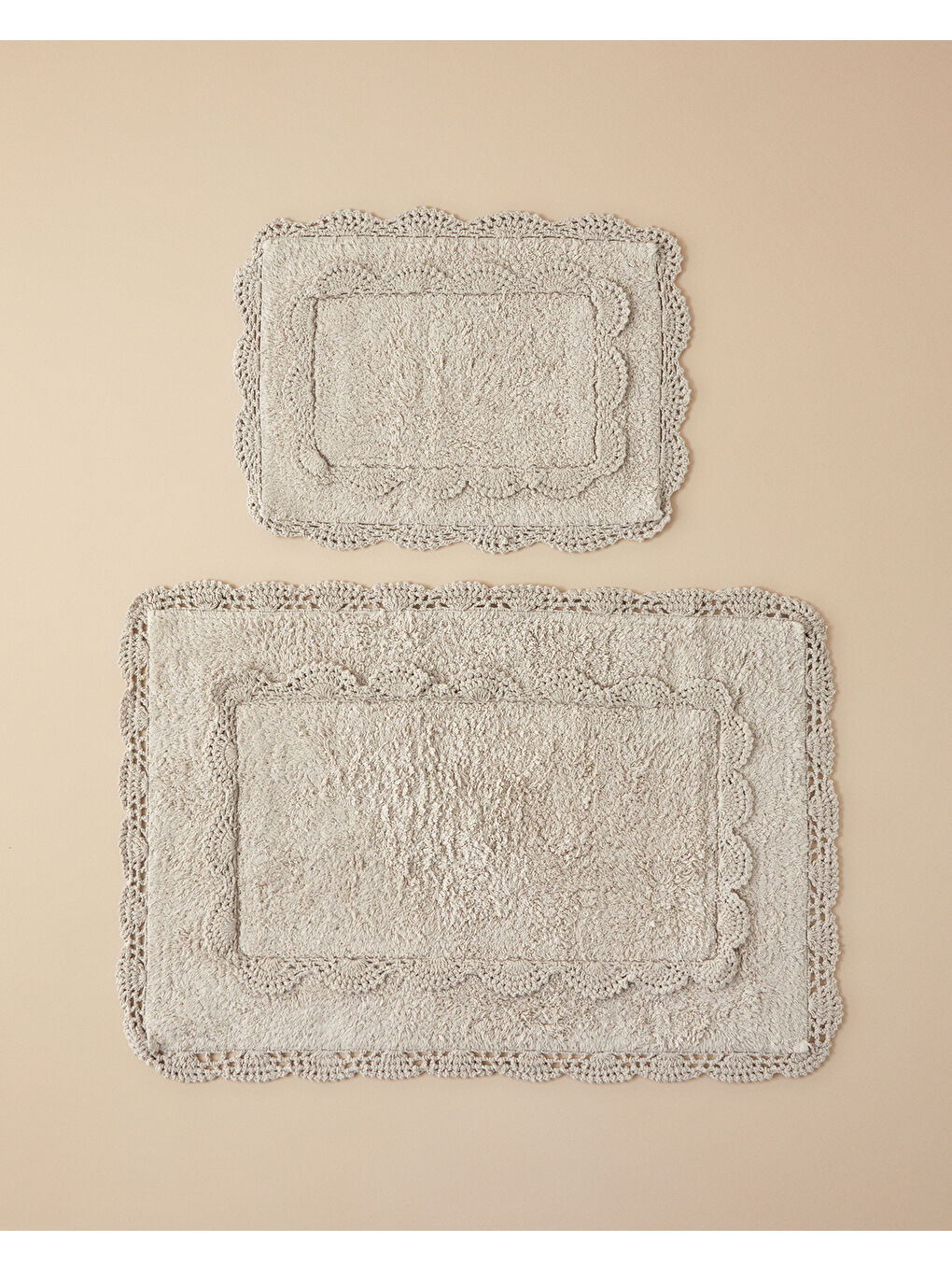 Romantic Pamuklu Banyo Paspası Seti Bej