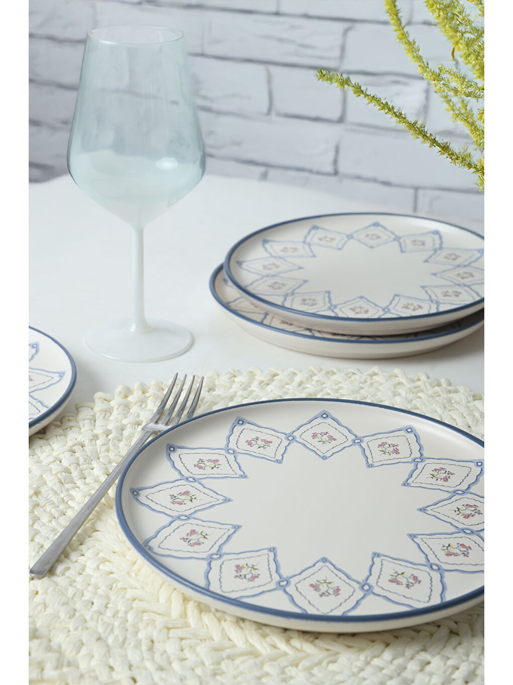 Karışık Floral Waves Nordic Pasta Tabağı 22 Cm 6 Adet-2