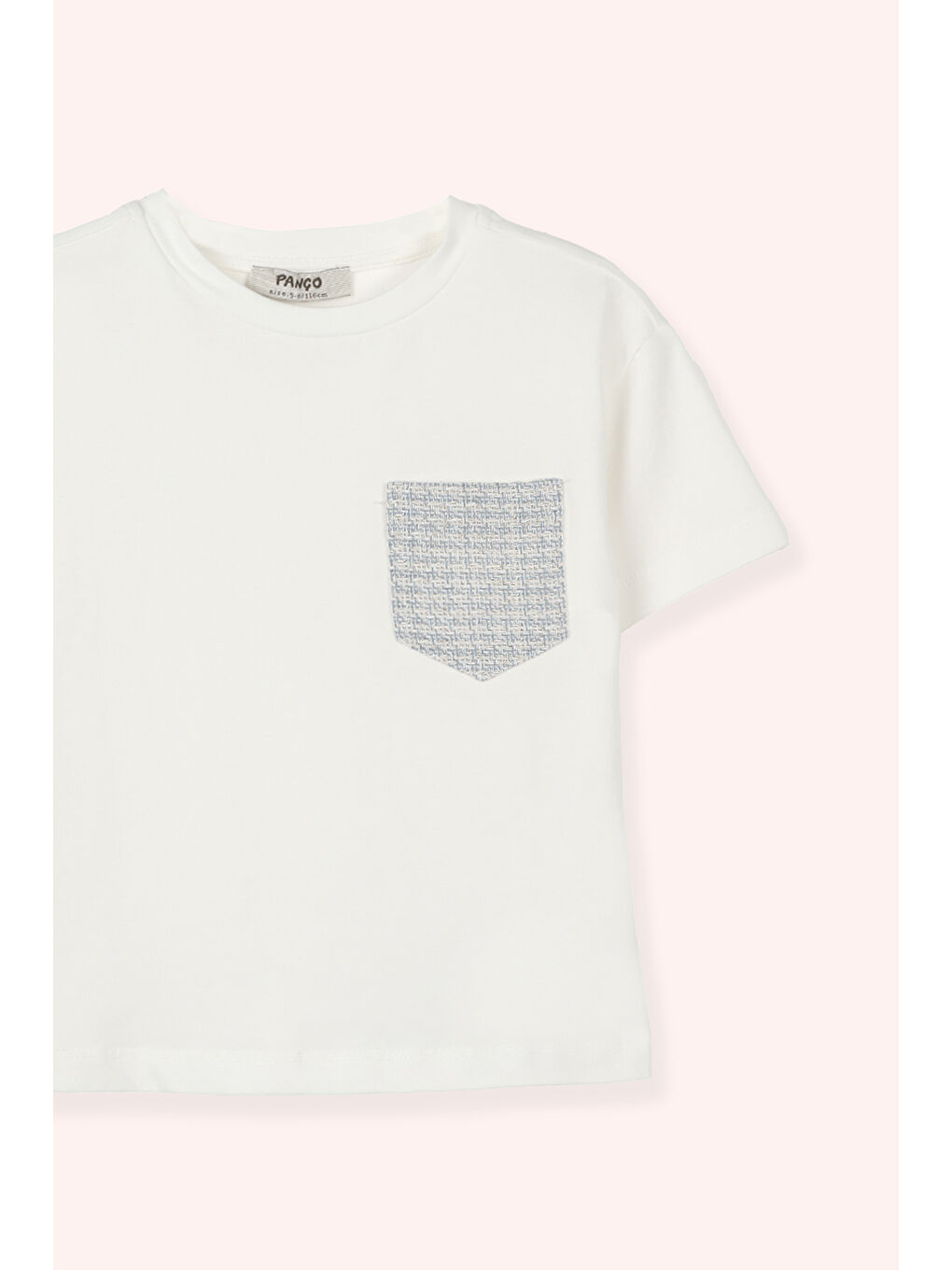 Kız Çocuk Cep Detaylı T-Shirt Ekru-1
