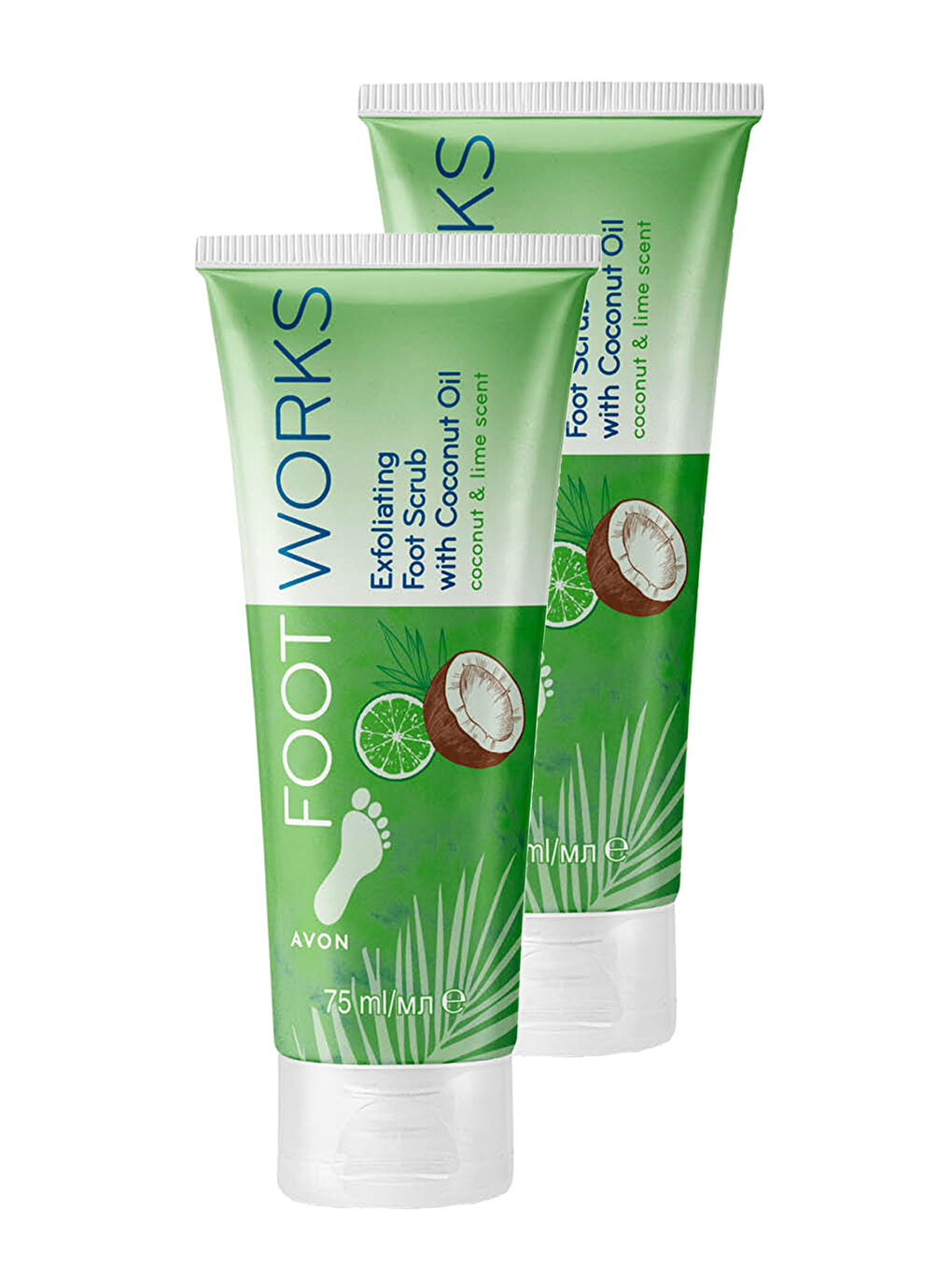 AVON Renksiz Footworks Hindistan Cevizi ve Misket Limonu Özlü Ayak için Scrub 75 Ml. İkili Set