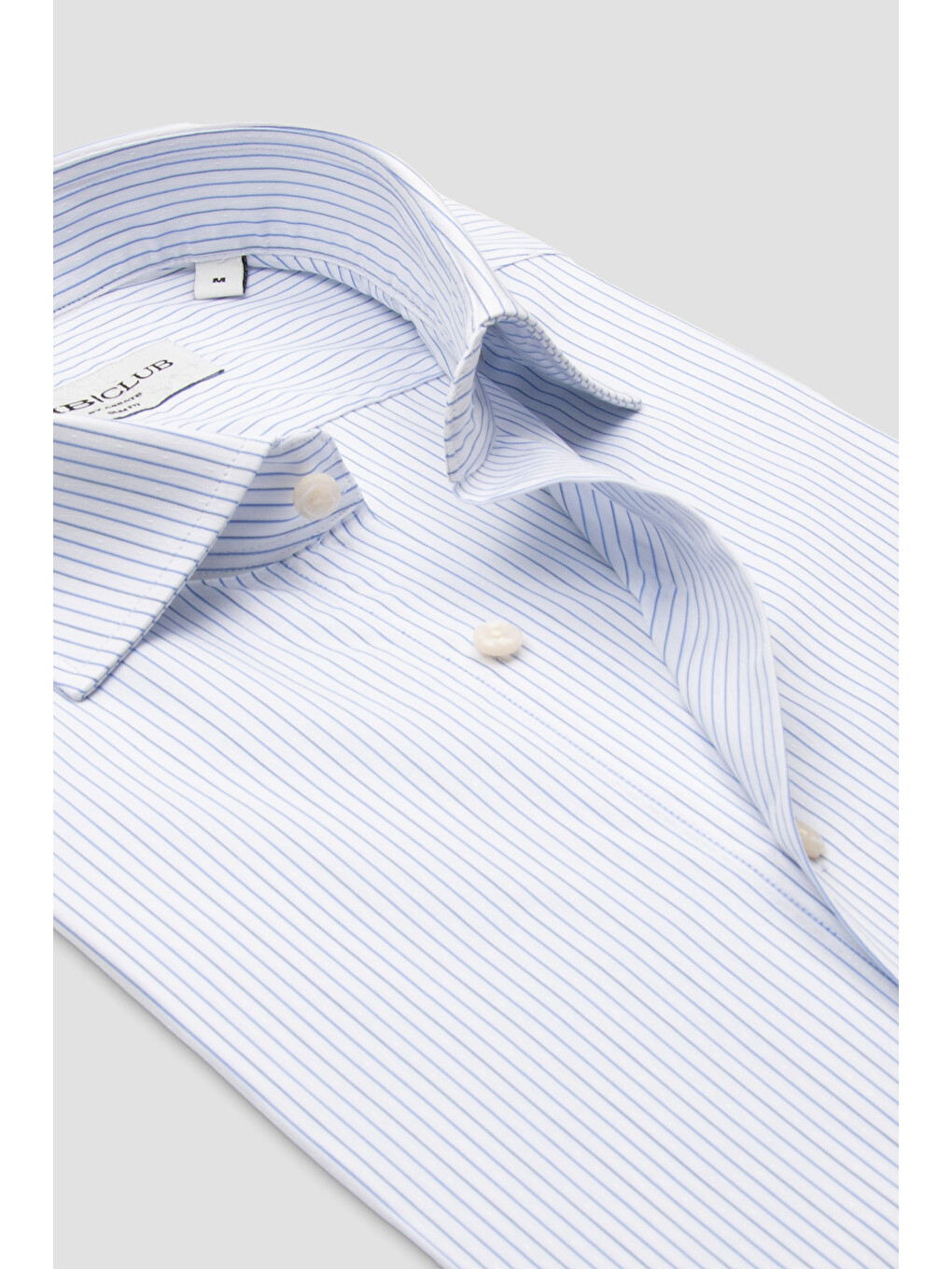 Oscar Poplin Pamuklu Slim Fit Beyaz Klasik Yaka Erkek Çizgili Gömlek-1