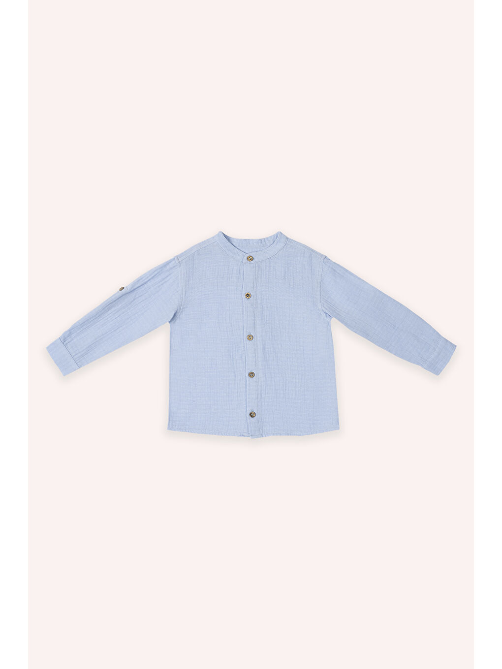 Erkek Çocuk Uzun Kollu Müslin Gömlek Mavi-1