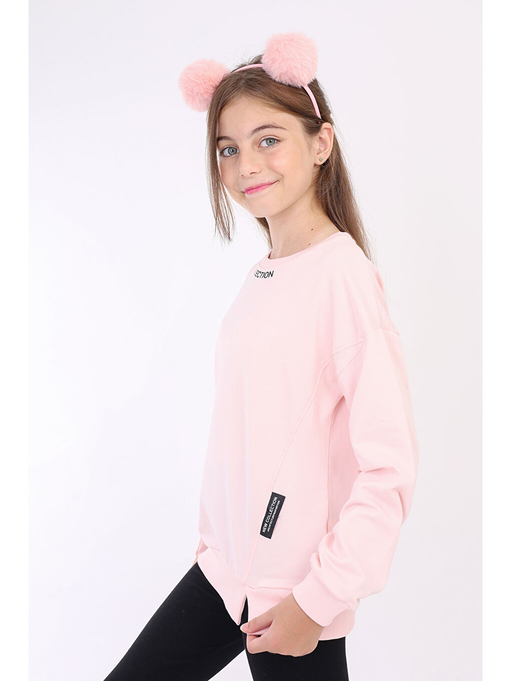 Pembe Kız Çocuk Baskılı Sweatshirt-1