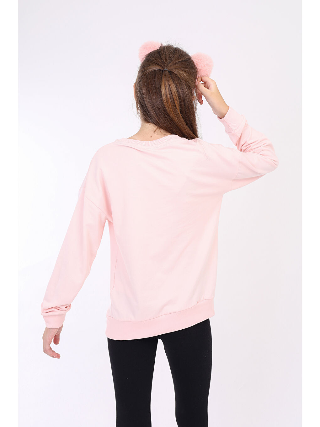 Pembe Kız Çocuk Baskılı Sweatshirt-2
