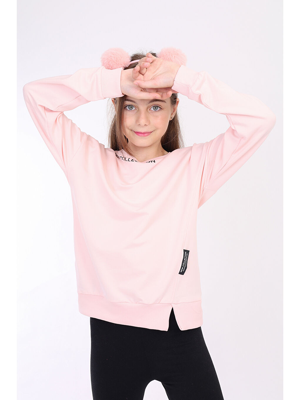 Pembe Kız Çocuk Baskılı Sweatshirt-3