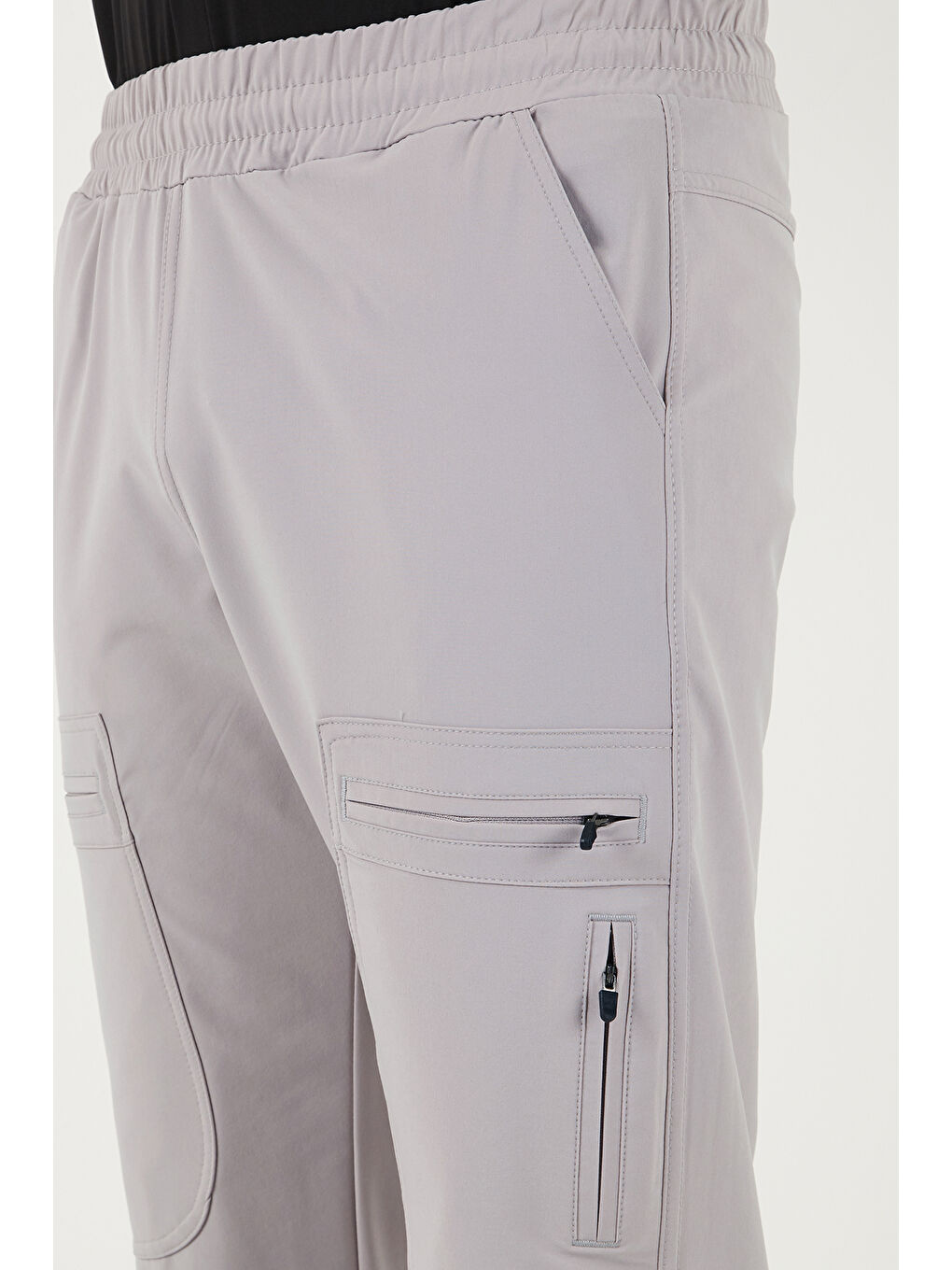 Gri Normal Kalıp Kargo Cepli Lastikli Bel Trekking ve Kurye Pantolon 693710-5