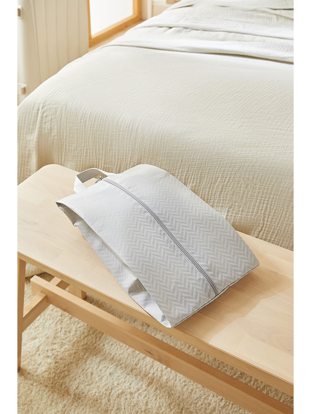 Gri Balıksırtı Ayakkabı Düzenleyici Taşıma Çantası 22 x 40 x 9 cm-1