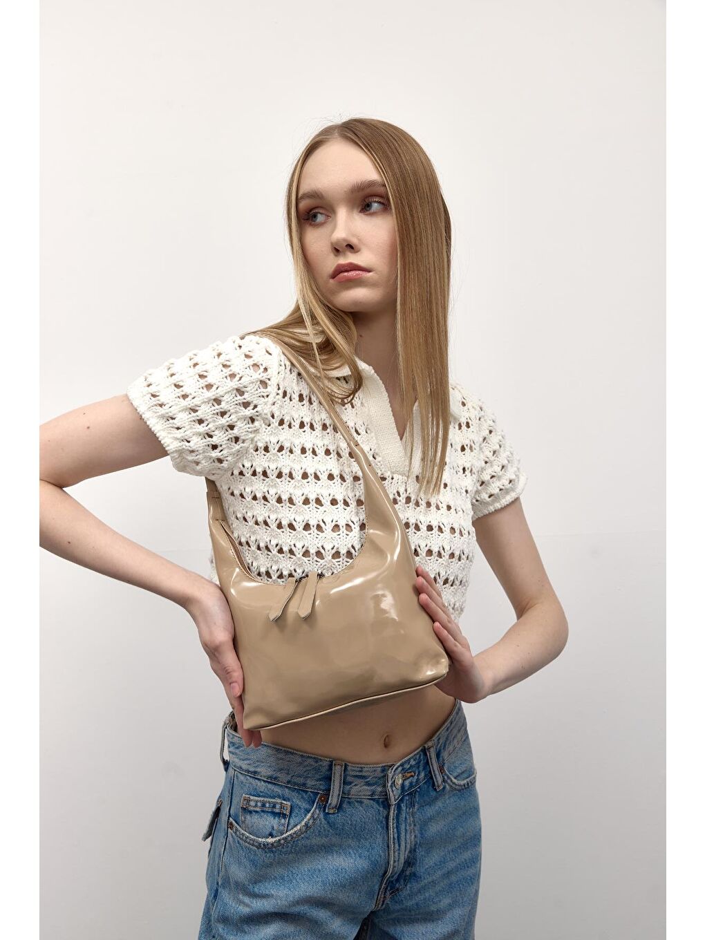 Pamuel Rugan Bej Baget Çanta-1