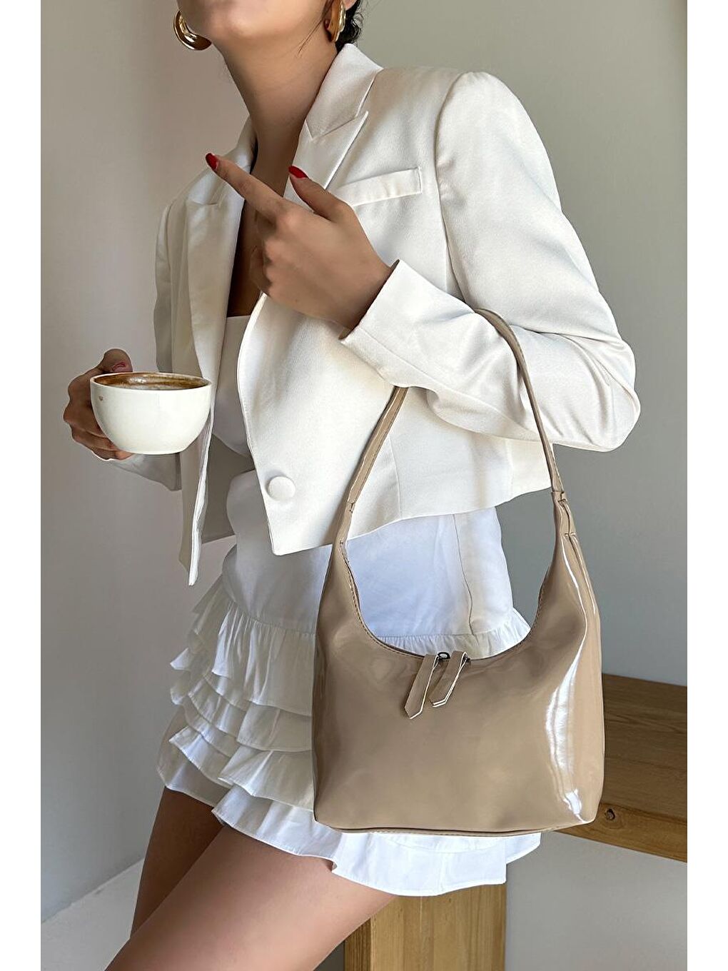 Pamuel Rugan Bej Baget Çanta-2