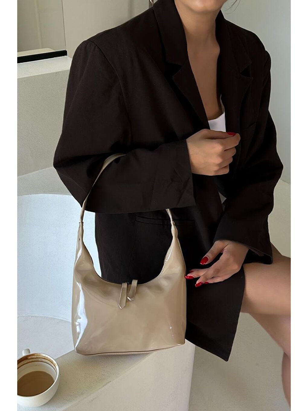 Pamuel Rugan Bej Baget Çanta-3