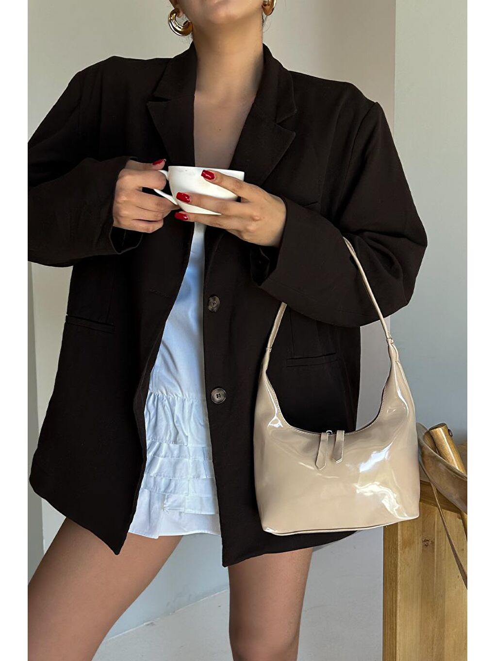 Pamuel Rugan Bej Baget Çanta-4