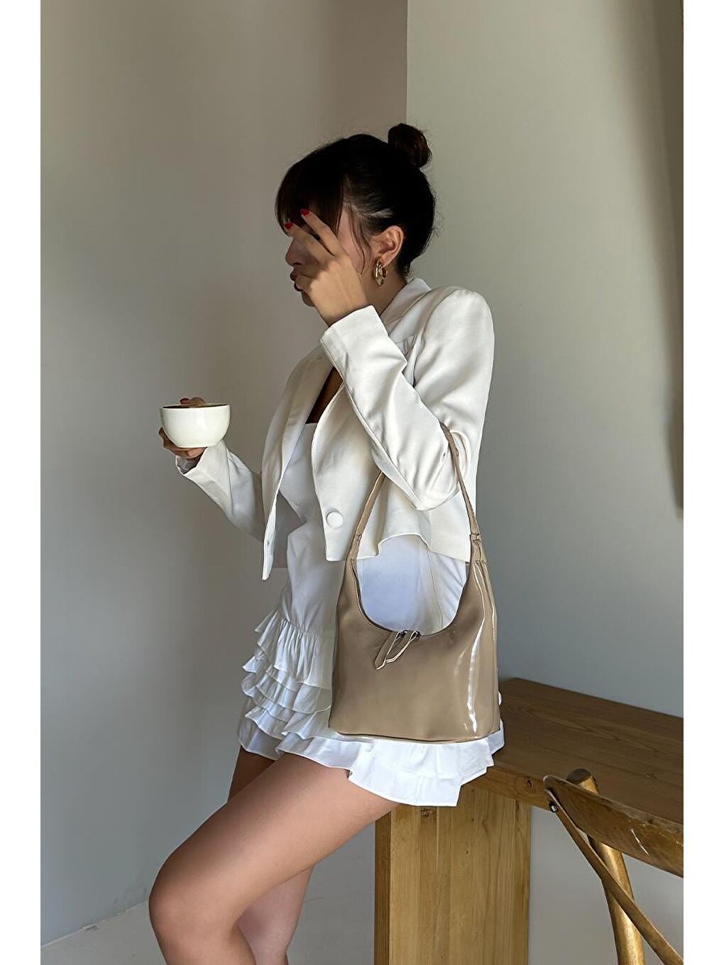 Pamuel Rugan Bej Baget Çanta-5