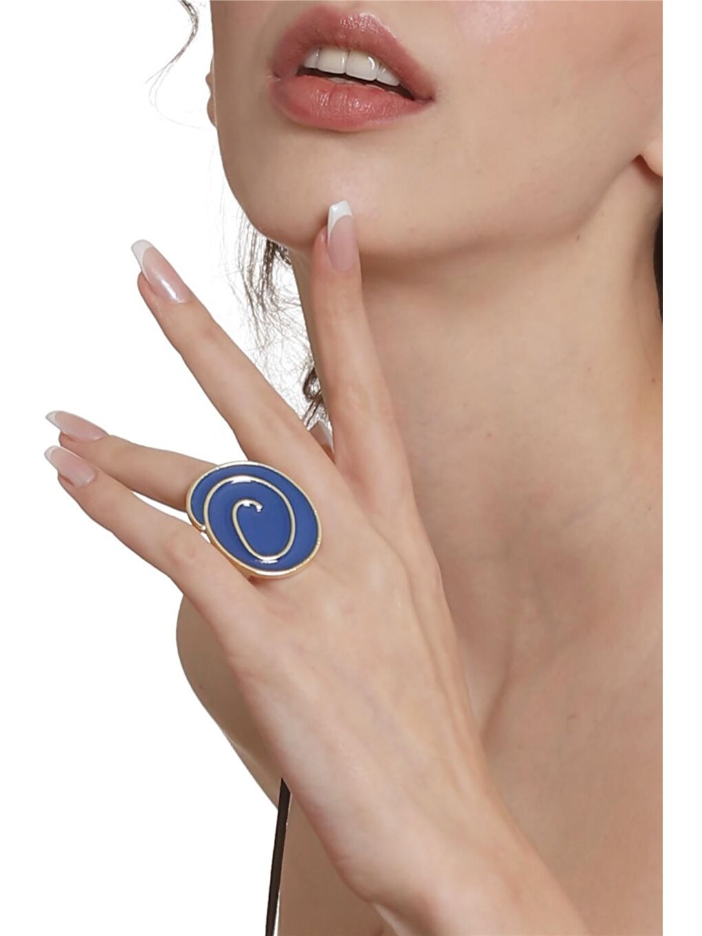 Sarı Kadın Altın Renk Lak Kaplama Ayarlanabilir Mineli Yüzük-2