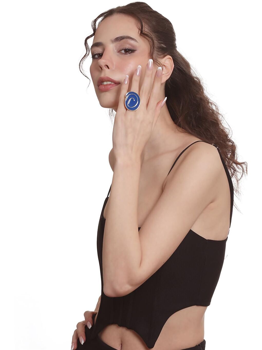 Sarı Kadın Altın Renk Lak Kaplama Ayarlanabilir Mineli Yüzük-7