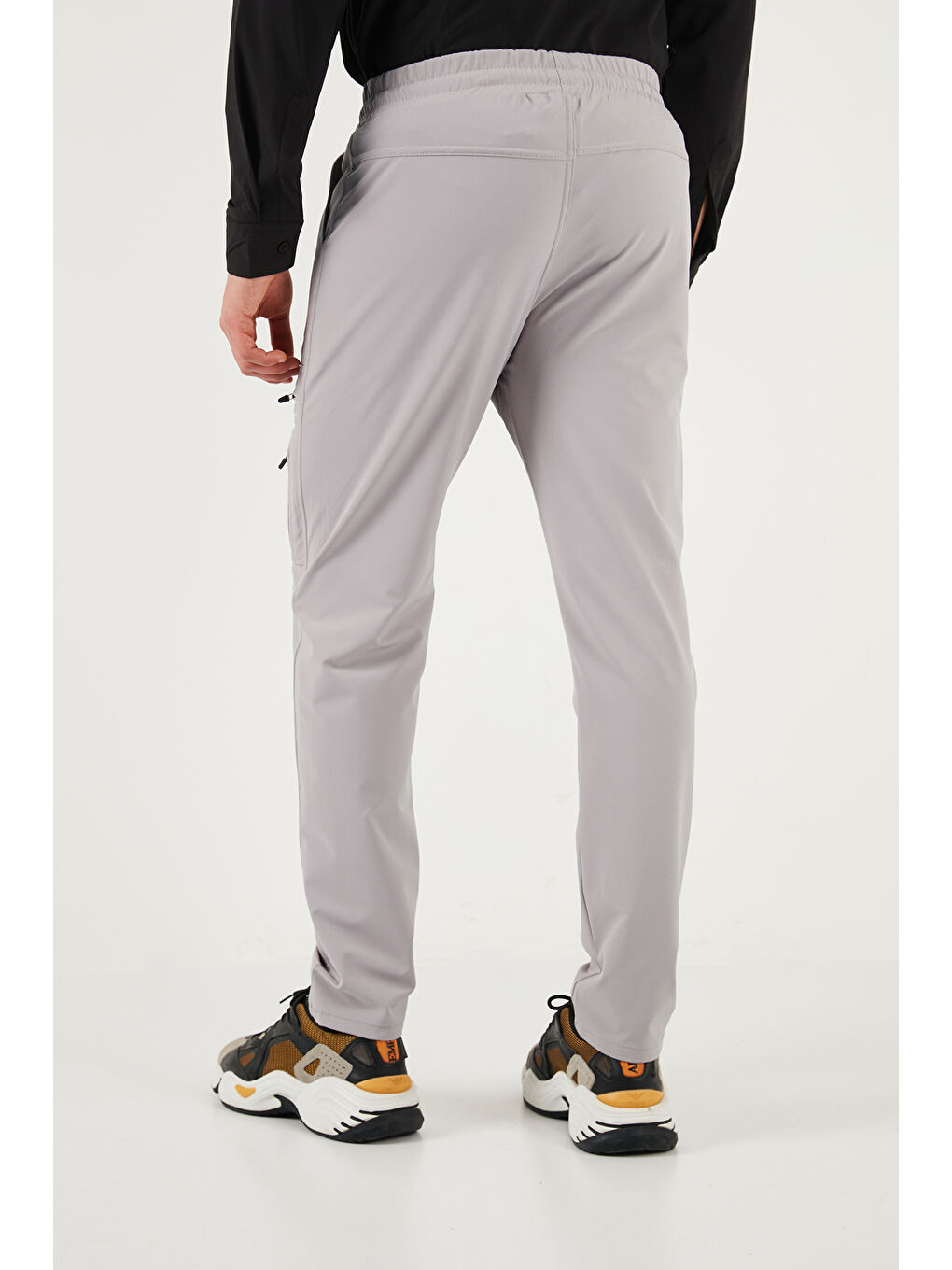 Gri Normal Kalıp Kargo Cepli Lastikli Bel Trekking ve Kurye Pantolon 693710-6