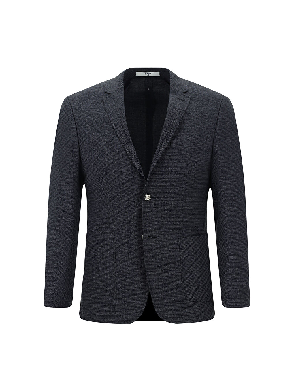 Lacivert Super Slim Fit Ekstra Dar Kesim Desenli Beli Lastikli İpli Spor Takım Elbise-1