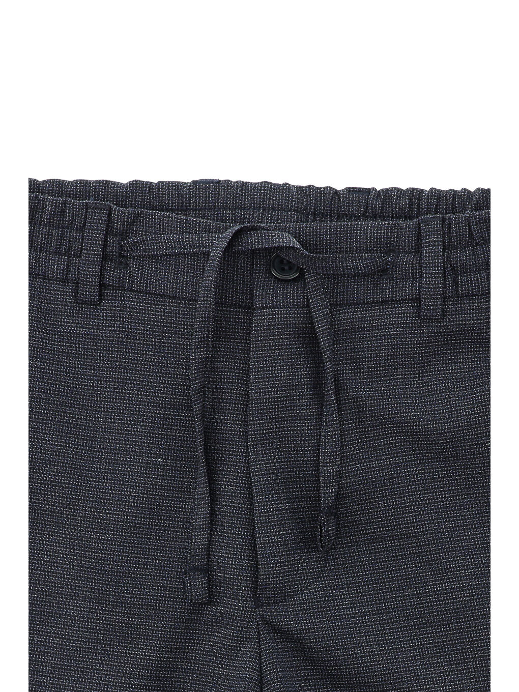 Lacivert Super Slim Fit Ekstra Dar Kesim Desenli Beli Lastikli İpli Spor Takım Elbise-4