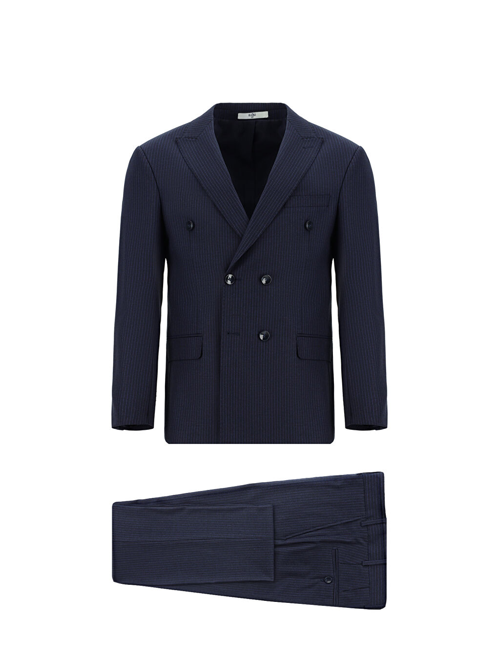 Lacivert Super Slim Fit Ekstra Dar Kesim Çizgili Yünlü Kruvaze Takım Elbise