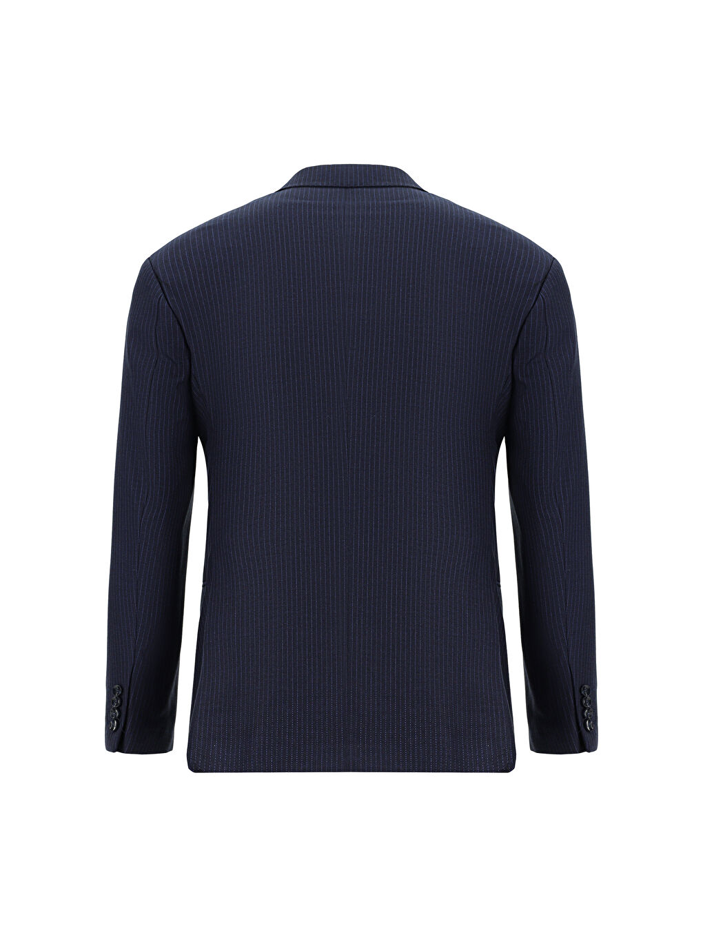 Lacivert Super Slim Fit Ekstra Dar Kesim Çizgili Yünlü Kruvaze Takım Elbise-2