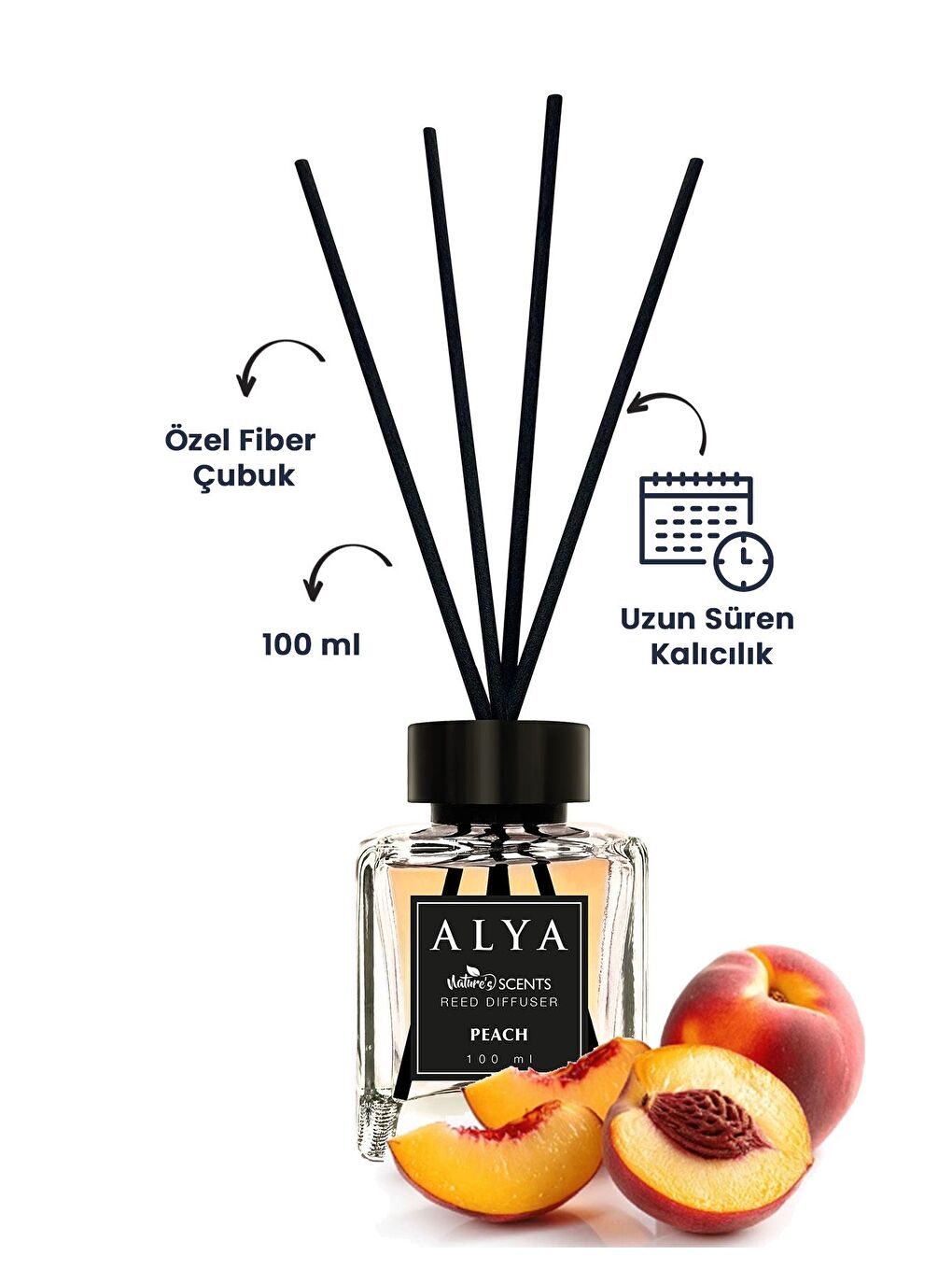 Alya Karışık Nature's Scents Peach Bambu Çubuklu Oda Kokusu- Şeftali Kokusu - 2