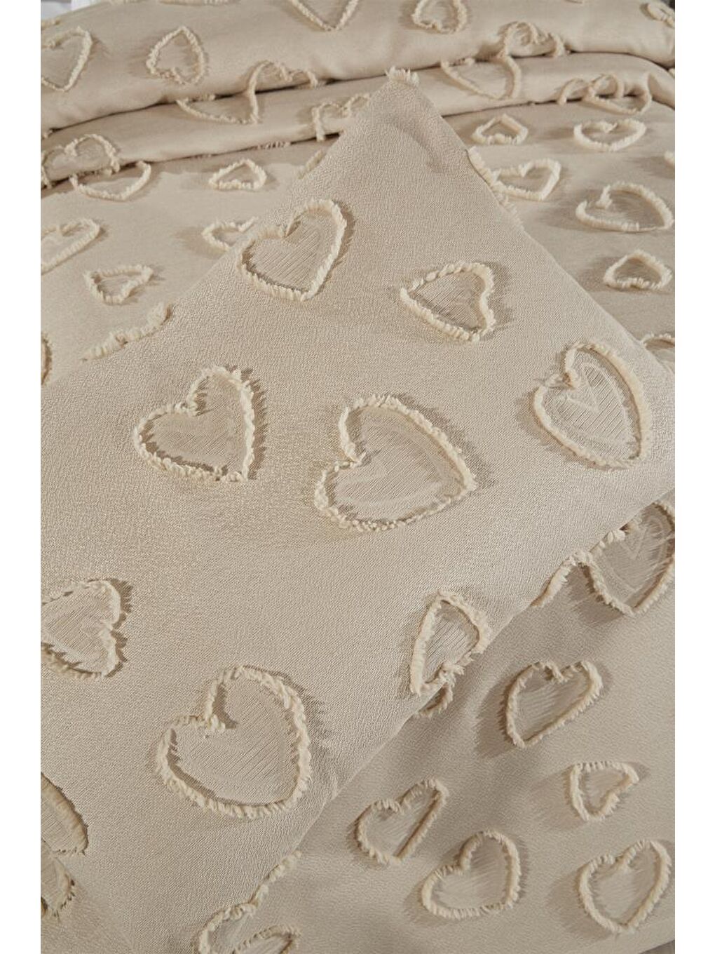 Pure Love 3 Parça Çift Kişilik Pike Takımı Bej-5