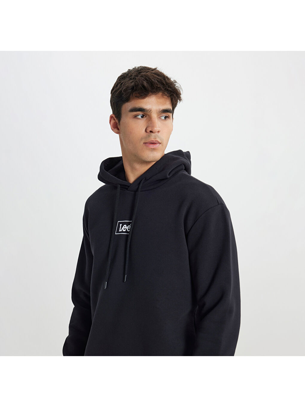 Lee Erkek Siyah Kapüşonlu Sweatshirt - 1