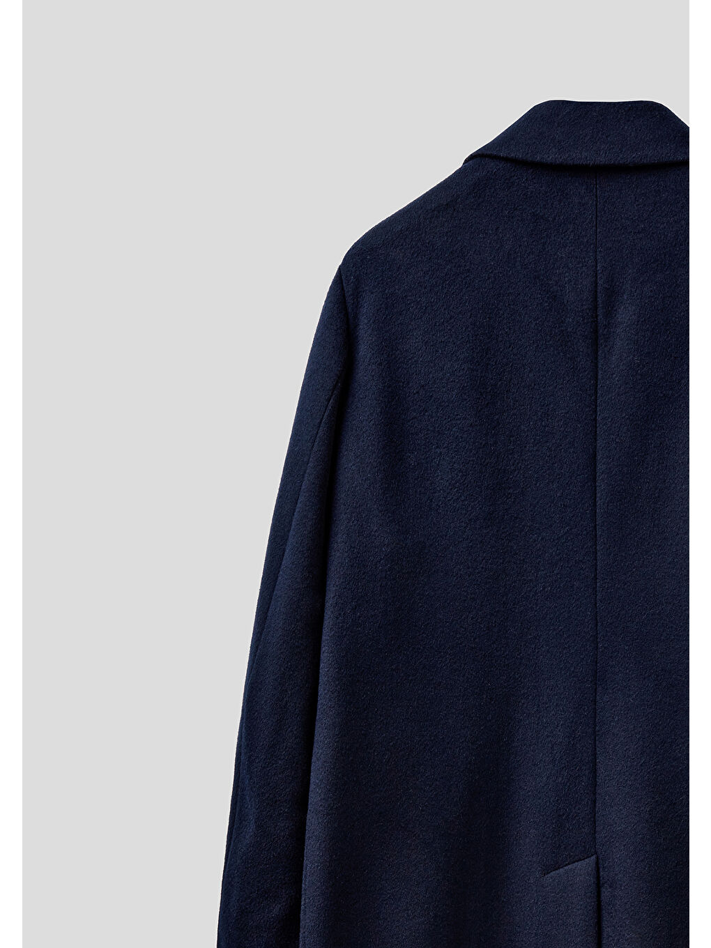Erkek Lacivert  Uzun Yün Karışımlı Palto-1