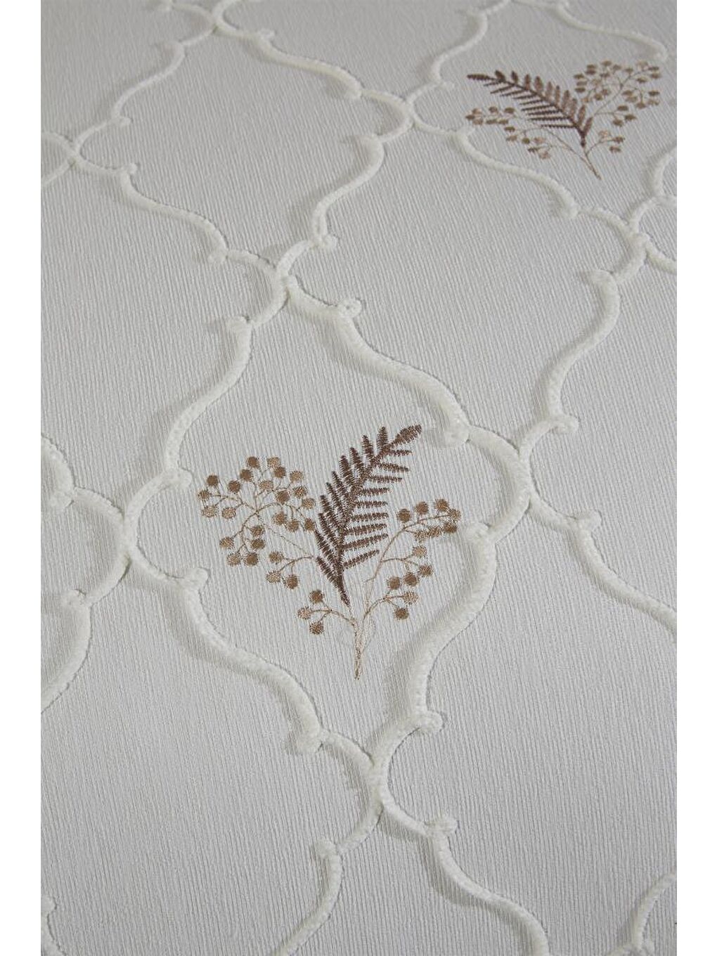 Artemis Nakışlı Şönil 3 Parça Çift Kişilik Yatak Örtüsü Bej-6