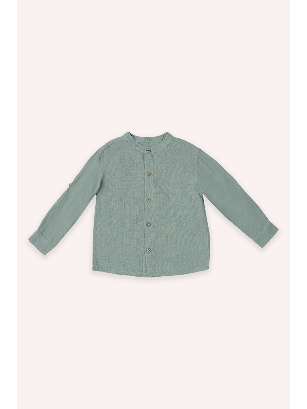 Yeşil Erkek Çocuk Uzun Kollu Müslin Gömlek
