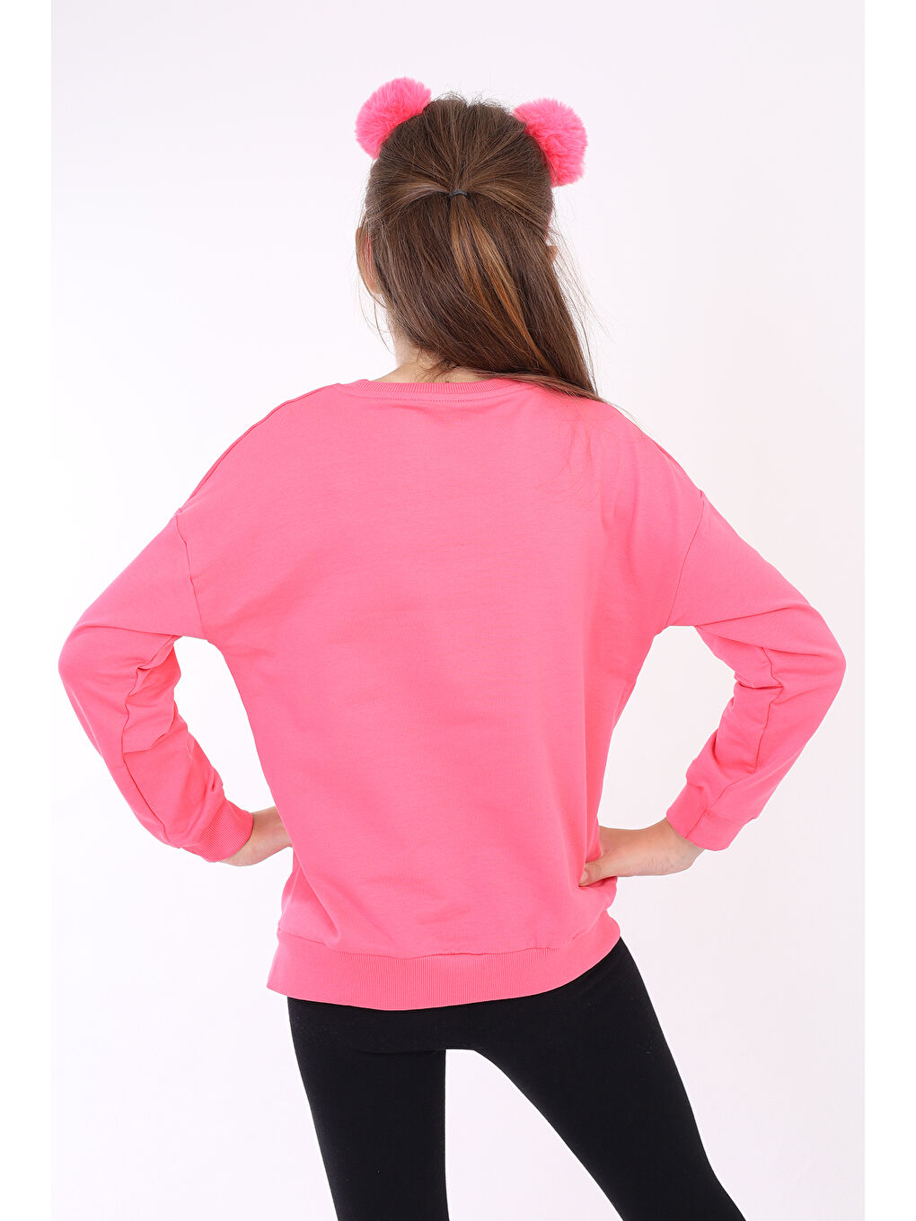 Fuşya Kız Çocuk Baskılı Sweatshirt-3