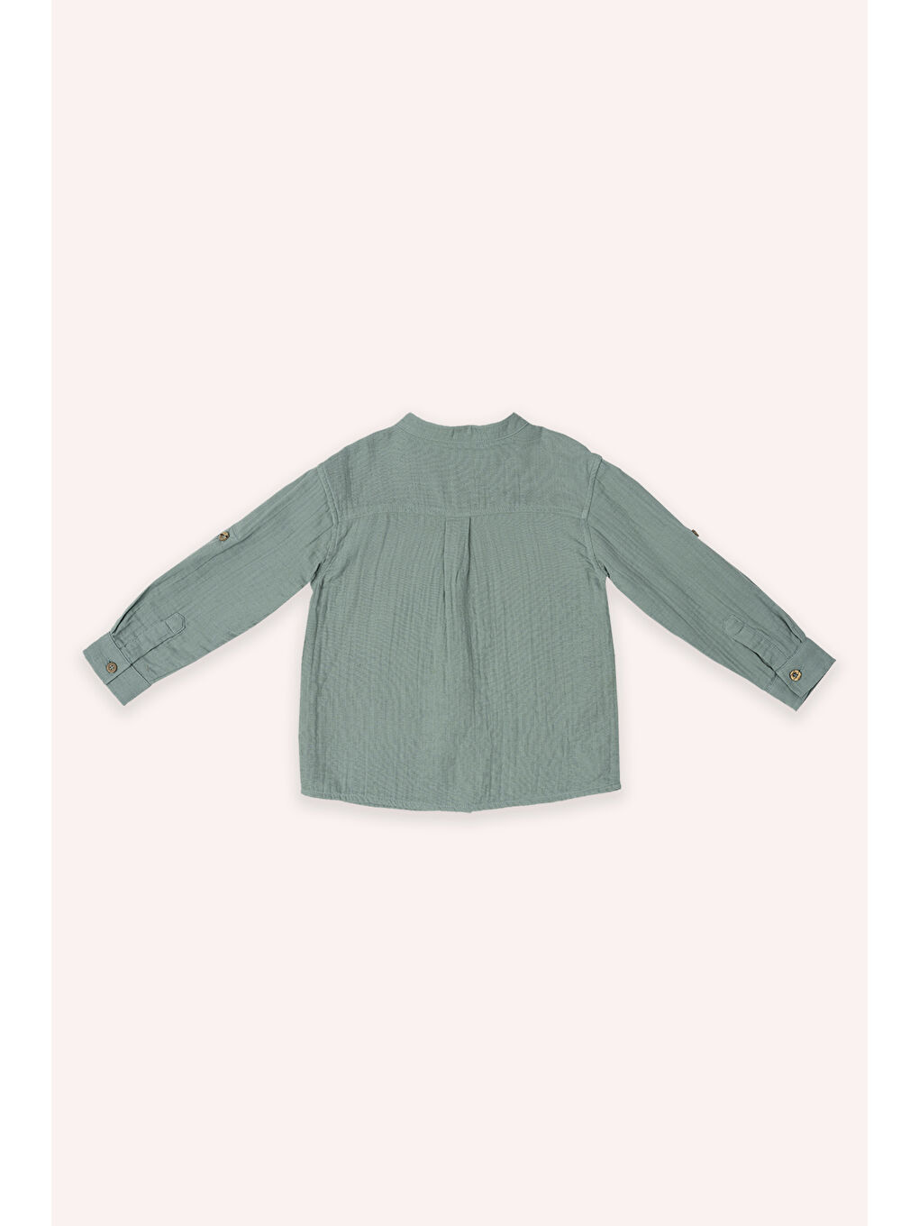 Yeşil Erkek Çocuk Uzun Kollu Müslin Gömlek-2