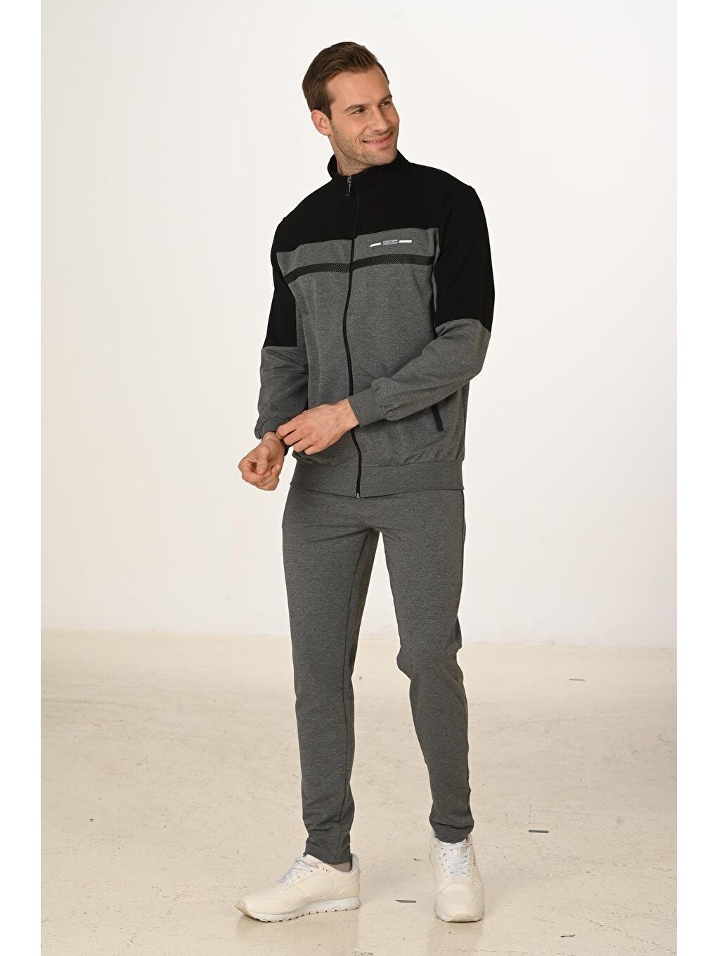 Antrasit Pamuklu Erkek Eşofman Takımı 5279-1