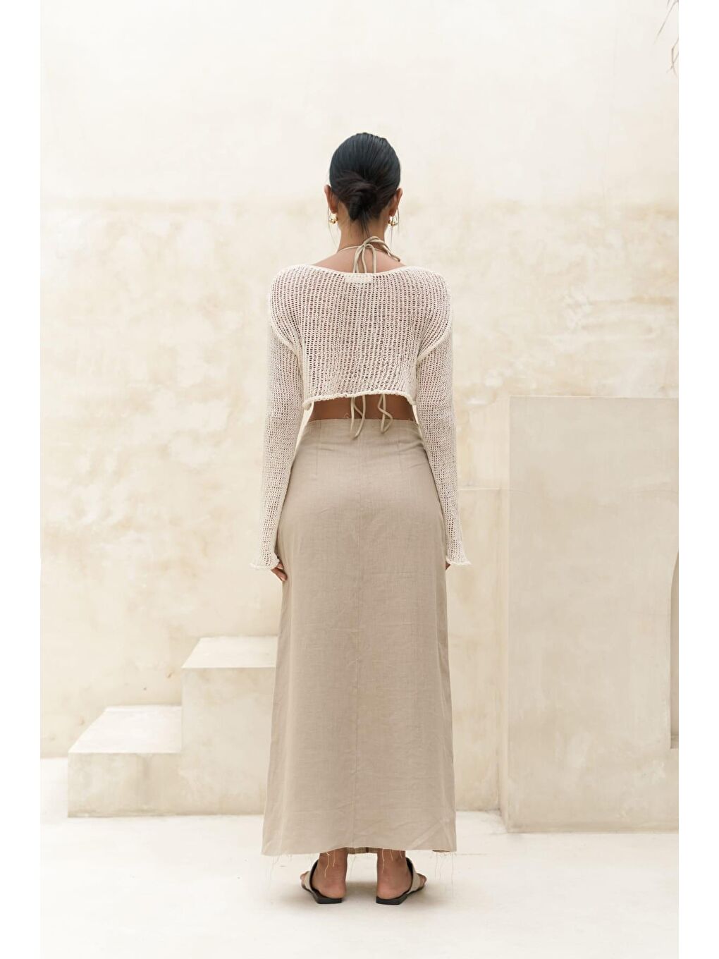 Samir Pis Detay Bej Keten Etek-3
