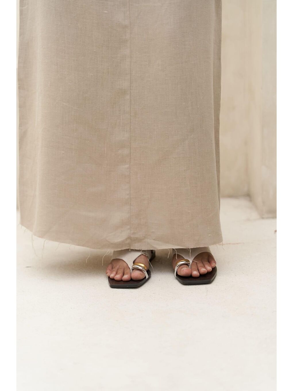 Samir Pis Detay Bej Keten Etek-4