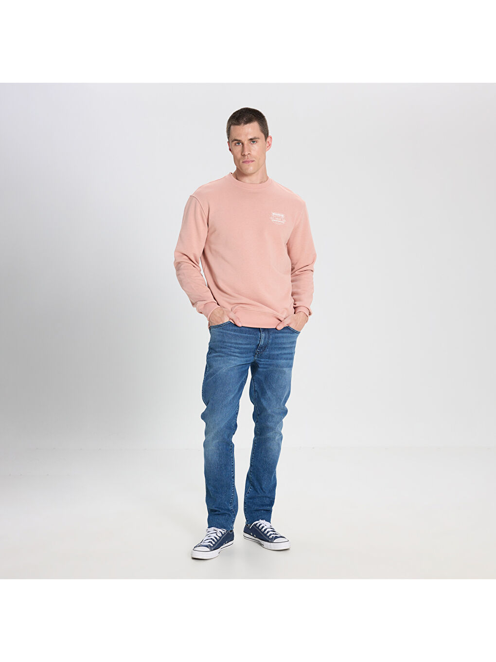 Wrangler Erkek Pembe Yuvarlak Yaka Sweatshirt - 1